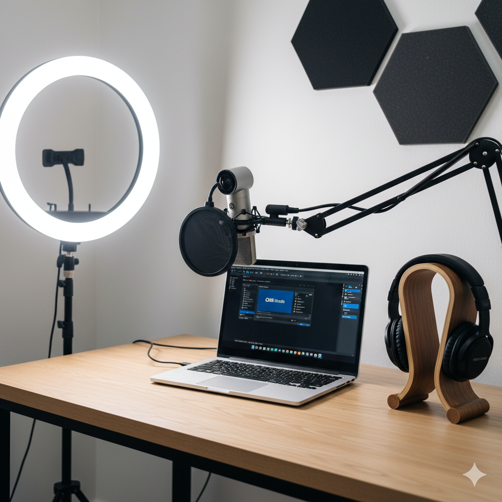 BASIC PODCAST SETUP (Solo / 2-Person Setup) – Starter Podcast Studio Kit
