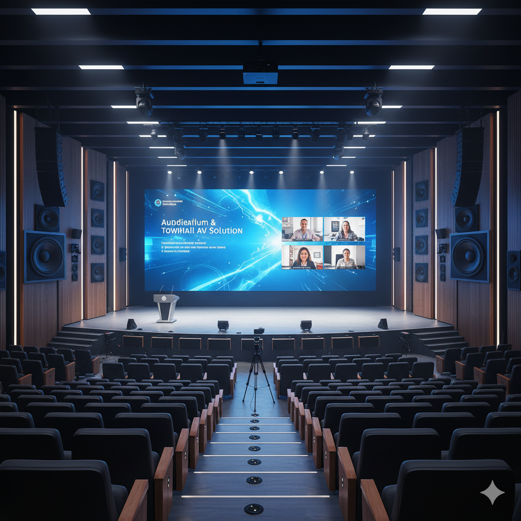 Auditorium & Townhall AV Solution – Seamless Corporate Presentations & Large-Scale Collaboration