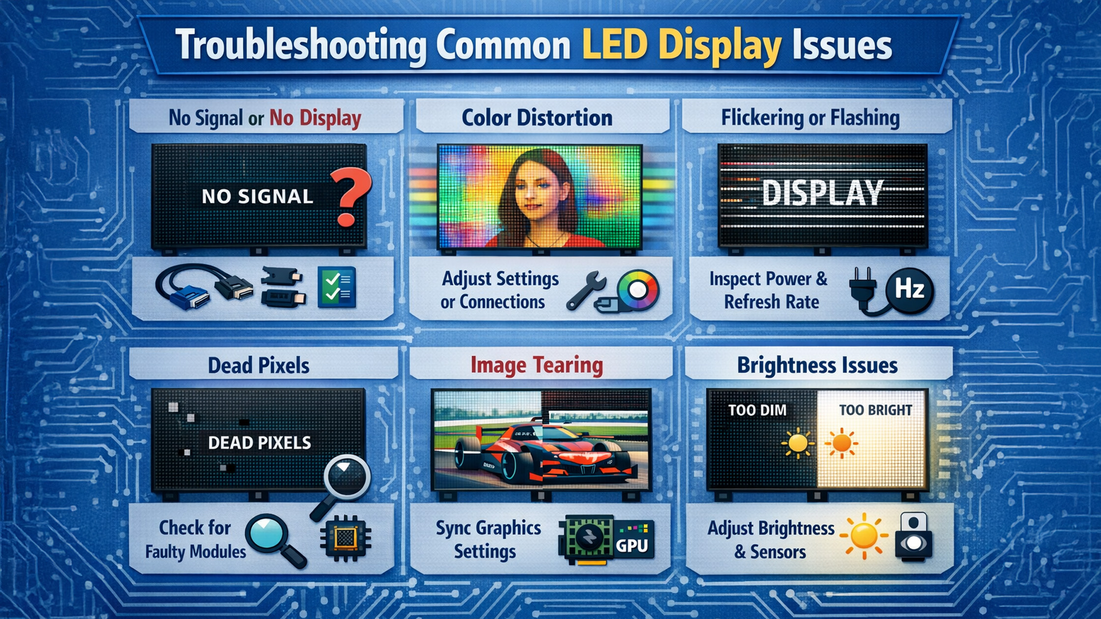 Led Display Issue Troubleshooting LED Display Issues | GoLive eTechnologies India